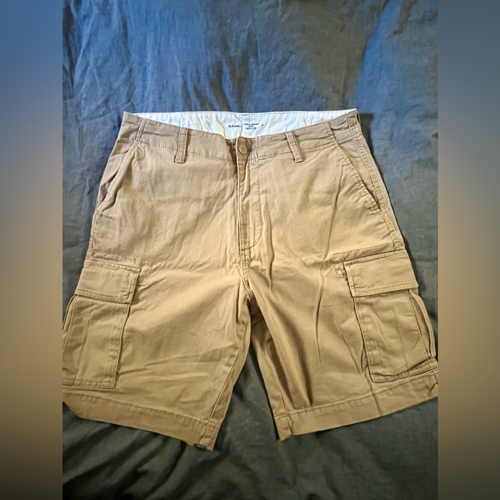 Old Navy Lived-In Cargo Shorts -- 9-inch inseam. Size 36. Khaki. Never worn.